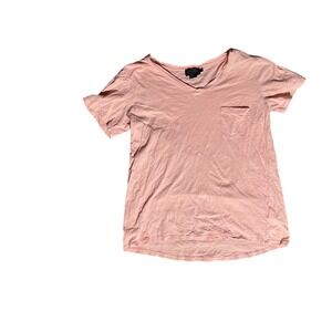 Pendleton Women's V-Neck T-Shirt Peach Pink Pocket Tee Size M Minor Flaws